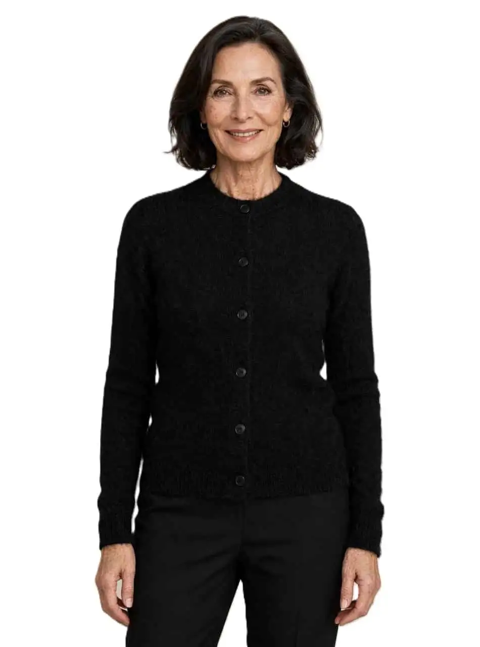 Kid Mohair Jersey with Silk - Button Up Front - Round Neck - Image 2
