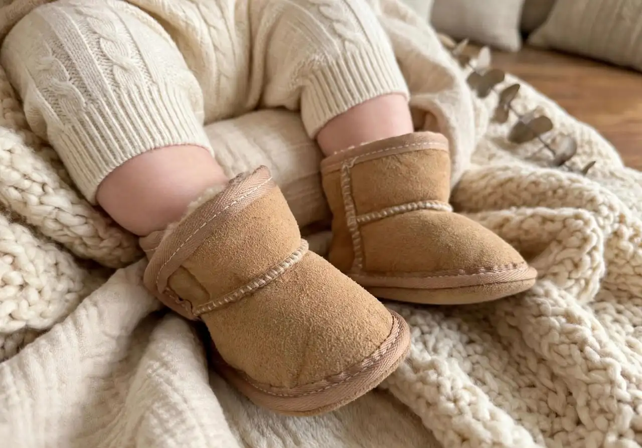 Kiddy / Baby Sheepskin Slippers - Boot with Ankle Strap. On SPECIAL. End of Range. - Image 2