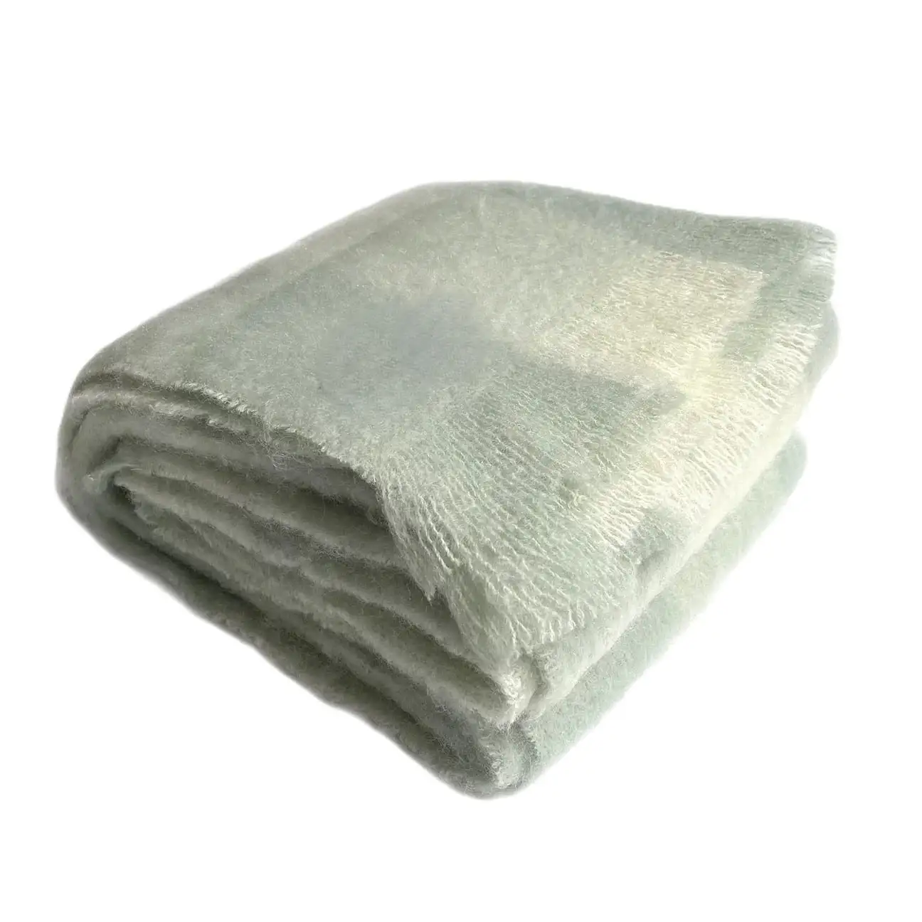 Ingubo Mohair Blanket Solid Shade-IG 2043 Avocado Check - Sage Green & Cream Check