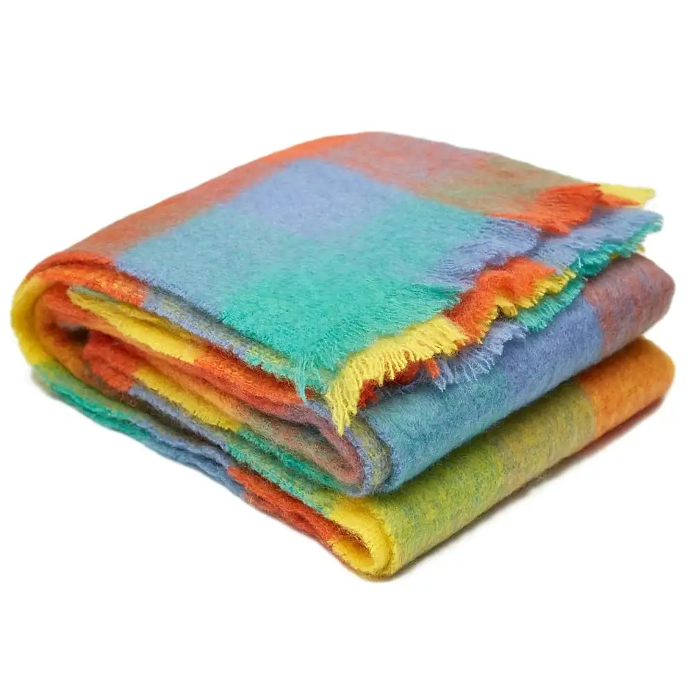Ingubo Mohair Blanket Solid Shade-IG 2036 Sunshine - Yellow-Orange-Turquoise