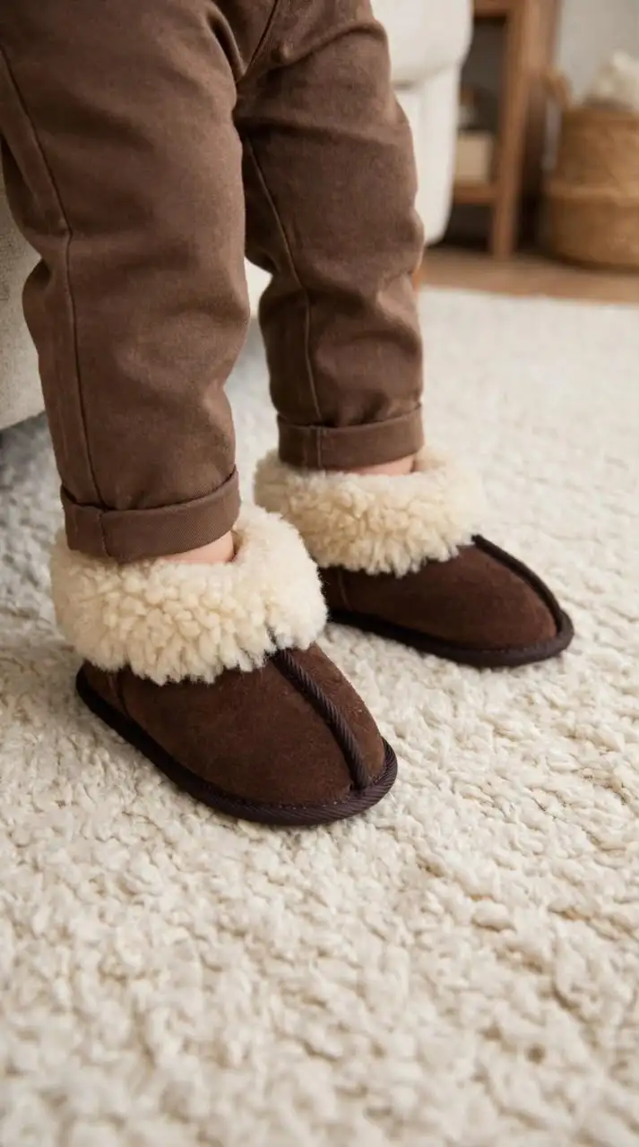 Kiddy Sheepskin Slippers with Sheepskin Cuff around Ankle. SPECIAL. - Image 6