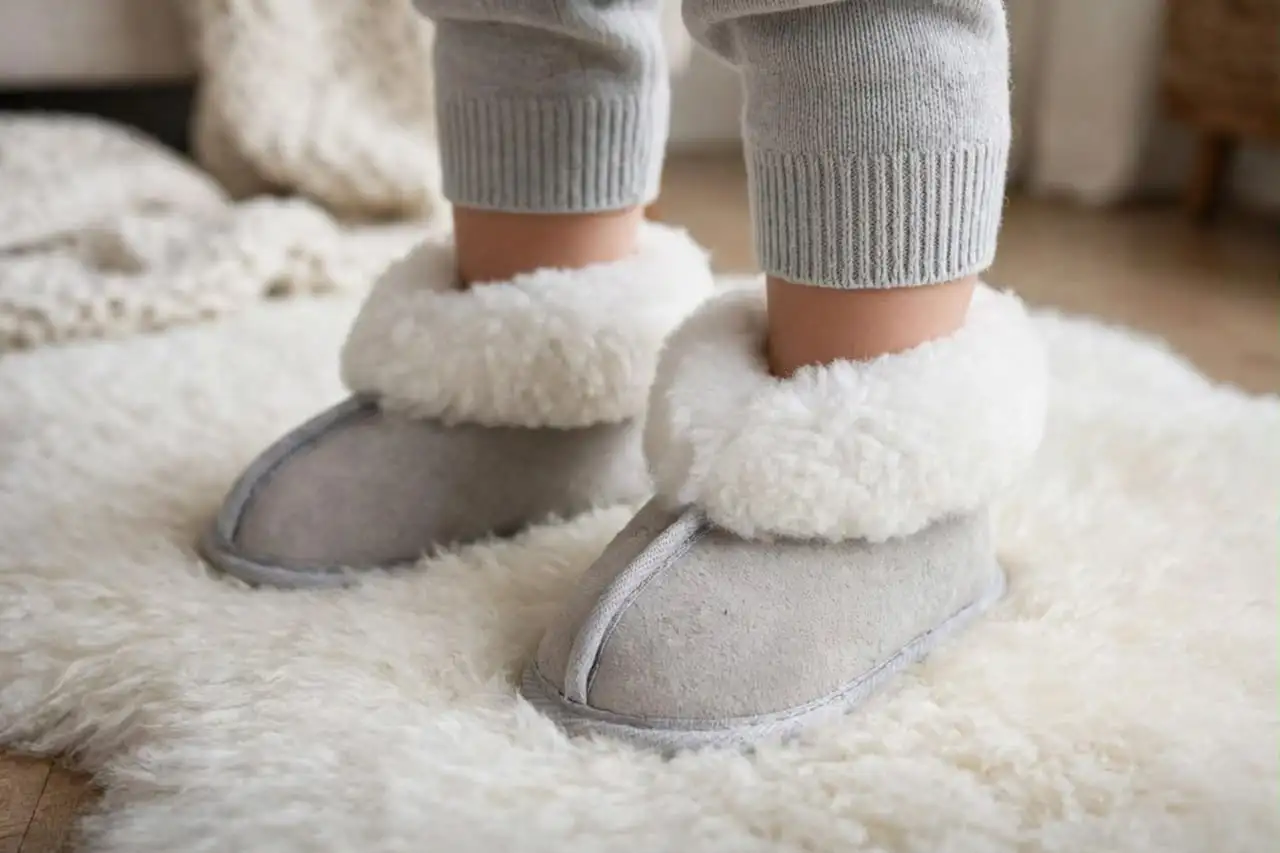 Kiddy Sheepskin Slippers with Sheepskin Cuff around Ankle. SPECIAL. - Image 7
