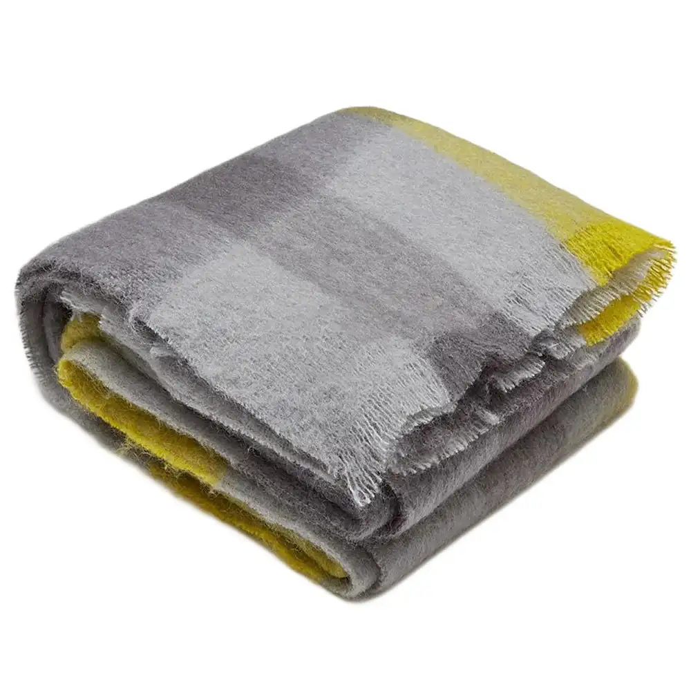 Ingubo Mohair Blanket Solid Shade-IG 2060 Moorlands Grey & Yellow Check